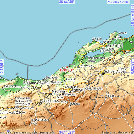 Topographic map of Beni Saf