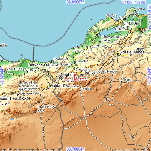 Topographic map of Beni Mester