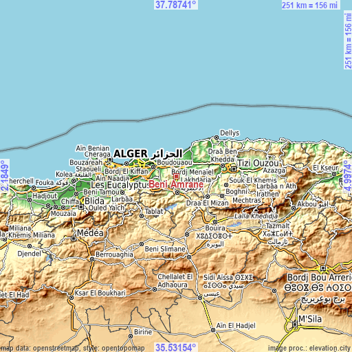 Topographic map of Beni Amrane