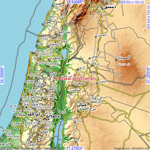 Topographic map of Al Mazār ash Shamālī