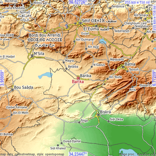 Topographic map of Barika