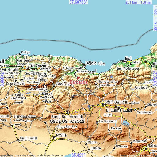 Topographic map of Barbacha