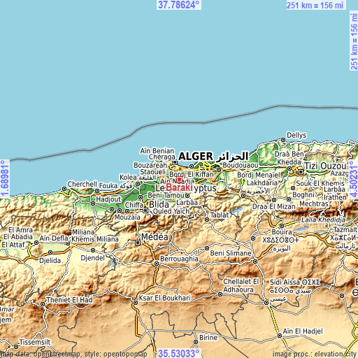 Topographic map of Baraki