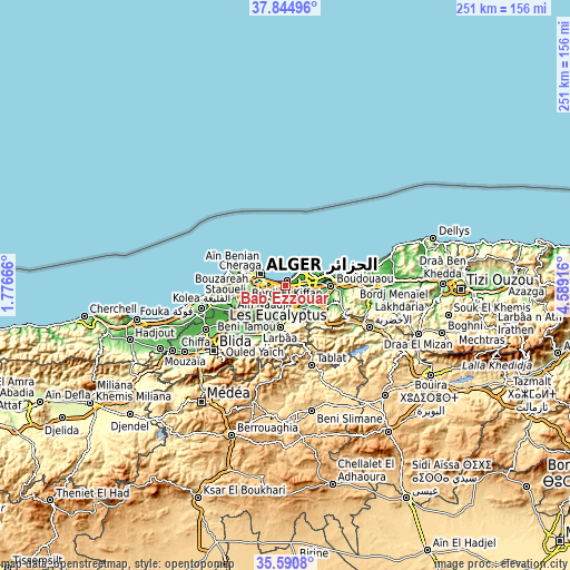 Topographic map of Bab Ezzouar