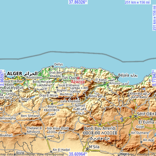 Topographic map of Azazga