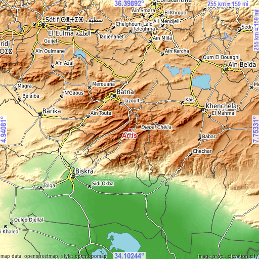 Topographic map of Arris
