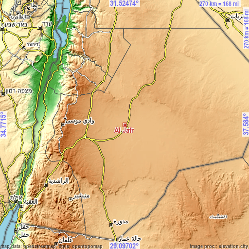Topographic map of Al Jafr