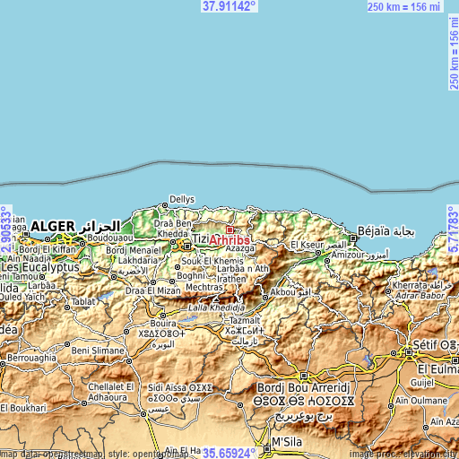 Topographic map of Arhribs