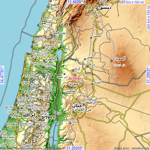 Topographic map of Al Ḩişn