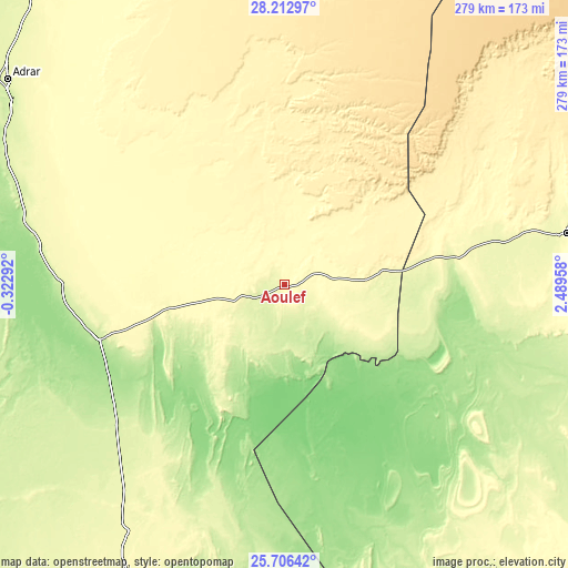 Topographic map of Aoulef