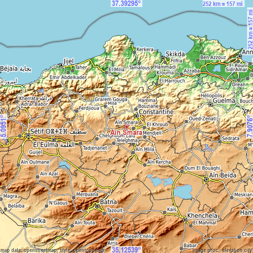 Topographic map of Aïn Smara