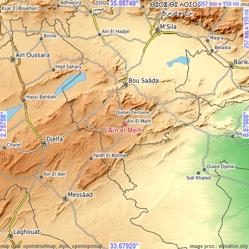 Topographic map of ’Aïn el Melh