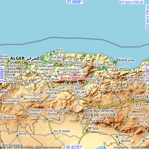 Topographic map of ’Aïn el Hammam