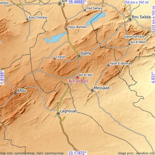 Topographic map of ’Aïn el Bell