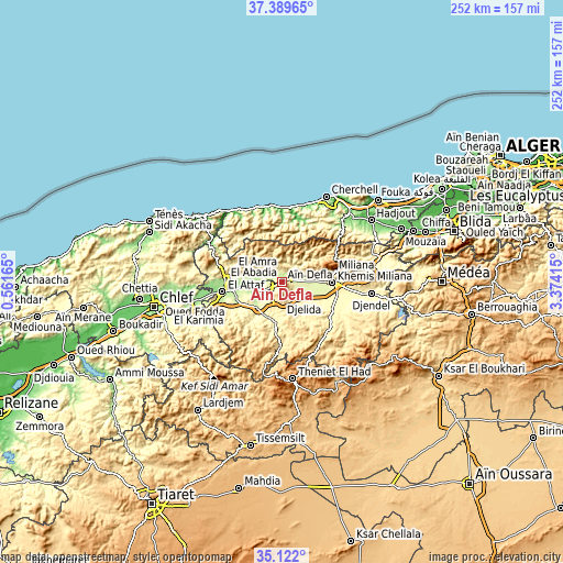 Topographic map of Aïn Defla