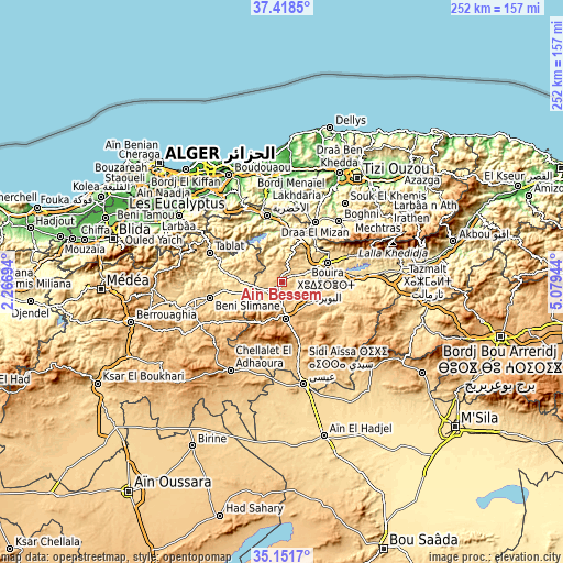 Topographic map of Aïn Bessem