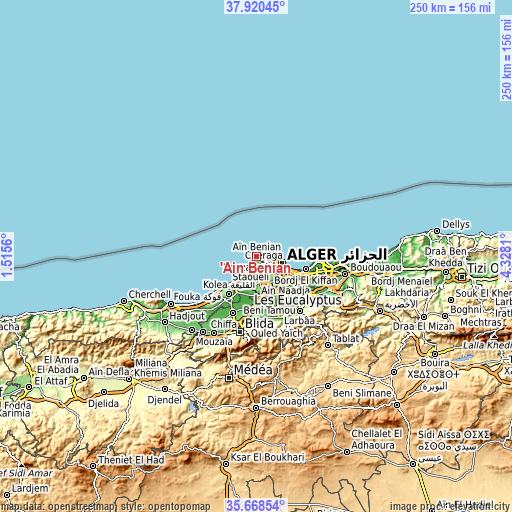 Topographic map of ’Aïn Benian