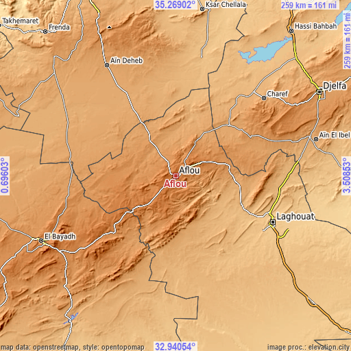 Topographic map of Aflou