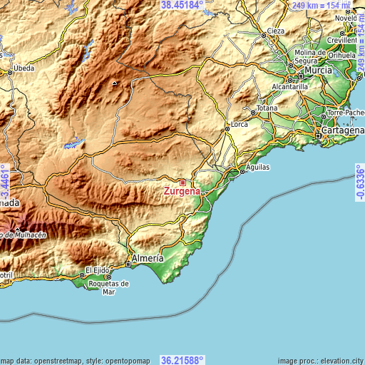 Topographic map of Zurgena