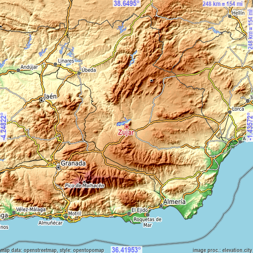 Topographic map of Zújar