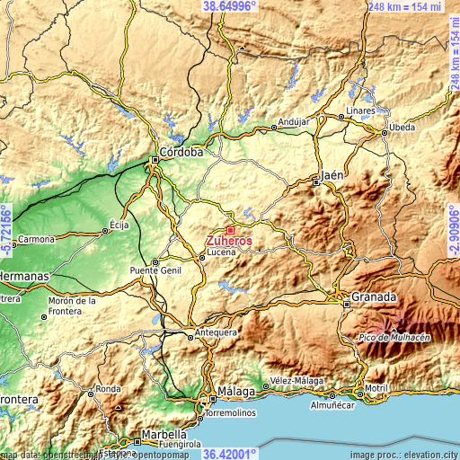 Topographic map of Zuheros