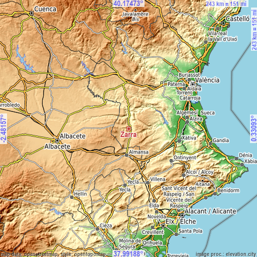 Topographic map of Zarra