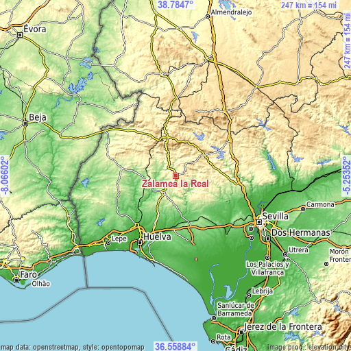 Topographic map of Zalamea la Real