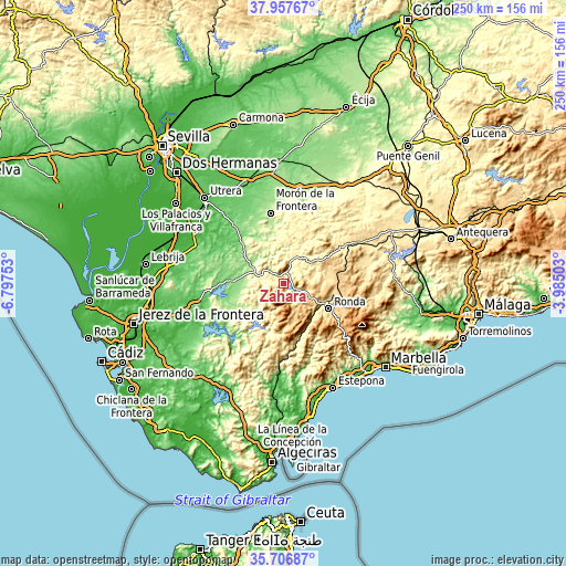 Topographic map of Zahara