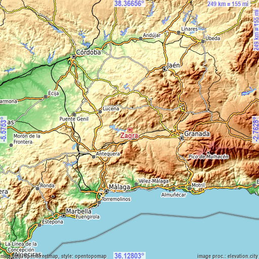 Topographic map of Zagra