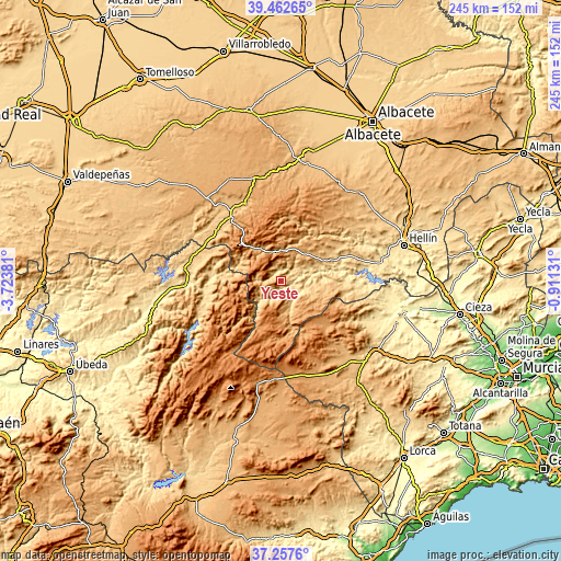 Topographic map of Yeste