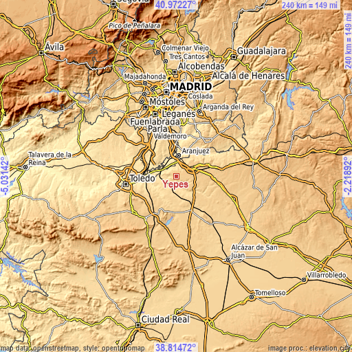 Topographic map of Yepes