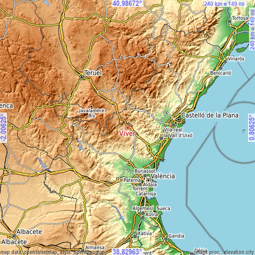 Topographic map of Viver