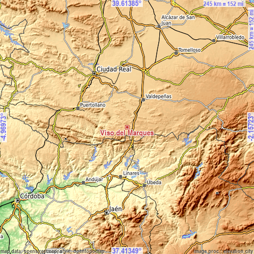 Topographic map of Viso del Marqués