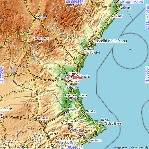 Topographic map of Vinalesa