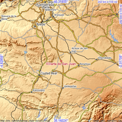 Topographic map of Villarta de San Juan