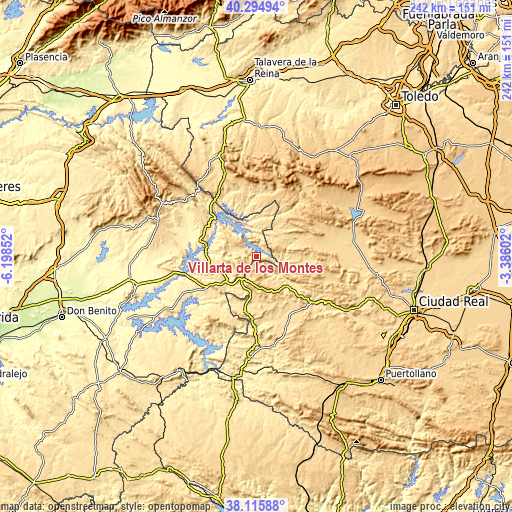 Topographic map of Villarta de los Montes