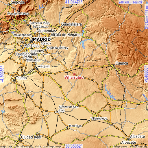 Topographic map of Villarrubio