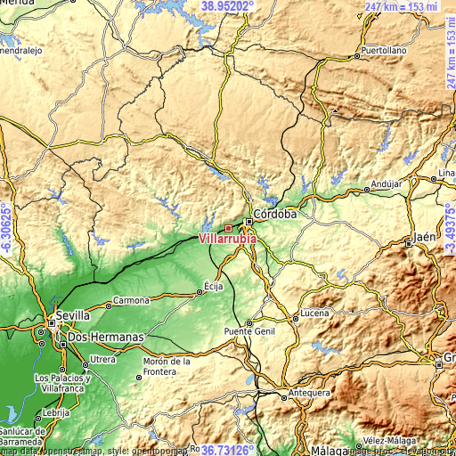 Topographic map of Villarrubia