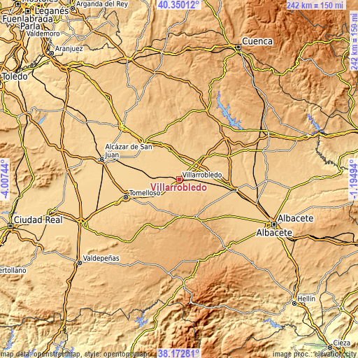 Topographic map of Villarrobledo