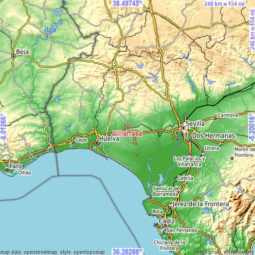 Topographic map of Villarrasa