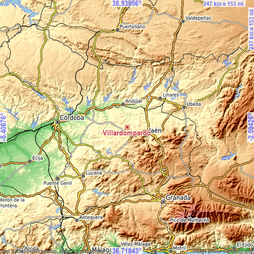 Topographic map of Villardompardo