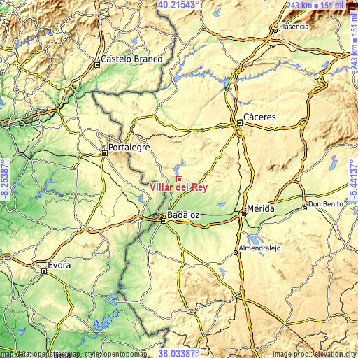 Topographic map of Villar del Rey