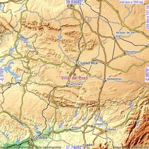 Topographic map of Villar del Pozo