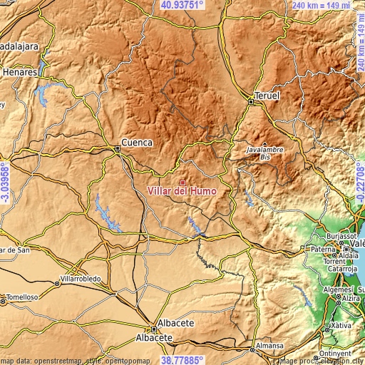 Topographic map of Villar del Humo