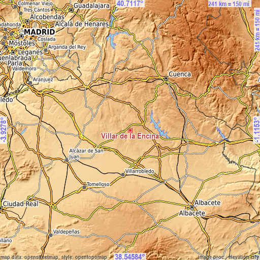 Topographic map of Villar de la Encina