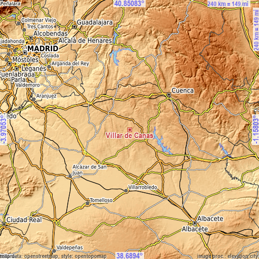 Topographic map of Villar de Cañas