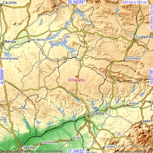 Topographic map of Villaralto