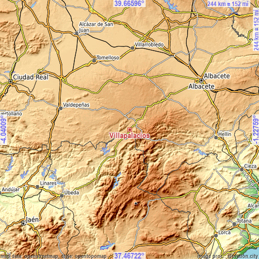 Topographic map of Villapalacios