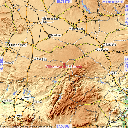 Topographic map of Villanueva de la Fuente