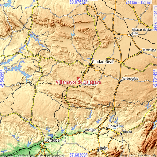 Topographic map of Villamayor de Calatrava